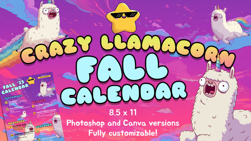 2025 Crazy Llamacorn Fall Calendar
